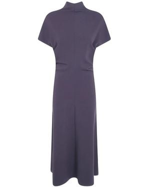 DR. HOPE High-Neck Gathered-Waist Midi Dress - Blue