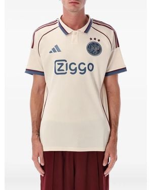 adidas Ajax Three-Stripe Polo Shirt - Natural