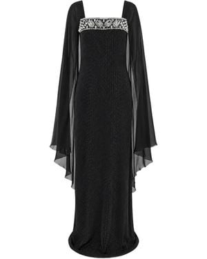 Temperley London Pyramus Crystal-Embellished Cape Gown Maxi Dress - Black