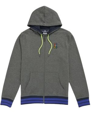 Psycho Bunny Warwick Logo-Embroidered Banded Hoodie - Gray