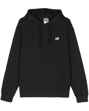 New Balance Logo-Embroidered Drawstring Hoodie - Black