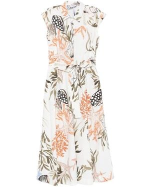 Marella Padana Belted Midi Dress - White
