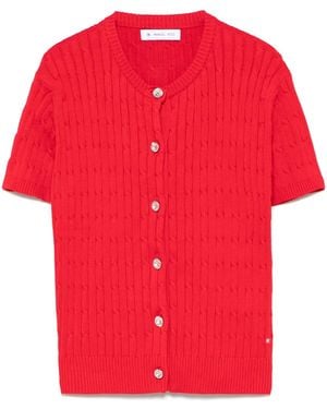 Manuel Ritz Cotton Short-Sleeve Cardigan - Red