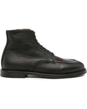 Pantanetti Grain-Leather Lace-Up Boots - Black