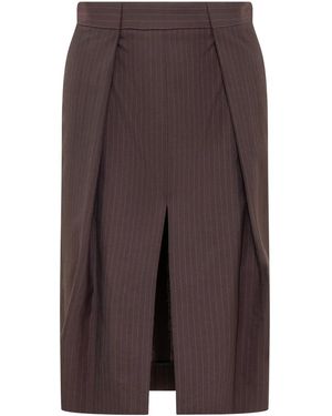 Victoria Beckham Front-Slit Skirt - Brown