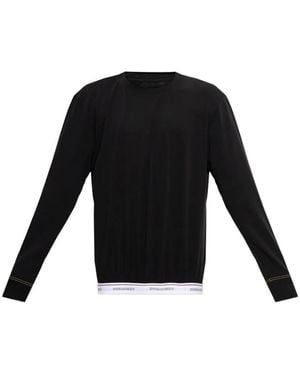 DSquared² Camiseta Con Logo En La Cinturilla De Manga Larga - Negro