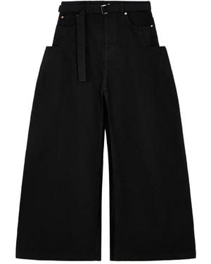 Sacai Jupe En Jean À Taille Ceinturée - Black