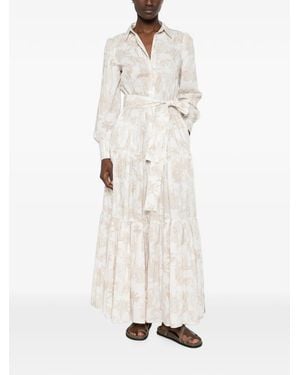 MC2 Saint Barth Jensen Patterned Tiered Maxi Dress - White