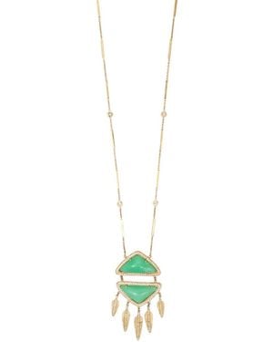 Jacquie Aiche Collier À Pendentif Serti De Chrysoprase Et De Diamants - Blanc