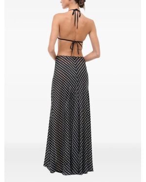 STAUD Velma Geometric-Print Silk Maxi Skirt - Black