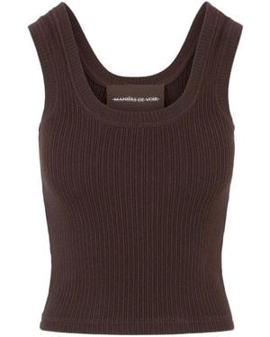 Manière De Voir Liane Ribbed Scoop-Neck Tank Top - Brown