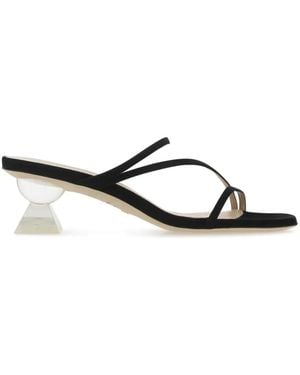 Stuart Weitzman Lucite Sculpt Suede Sandals - Black