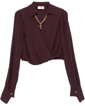 Elisabetta Franchi Wrap-Effect Long-Sleeve Top - Purple