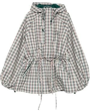 Damson Madder Liu Check Drawstring Raincoat - White