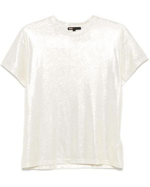 Maje Camiseta con efecto de lamé - Blanco