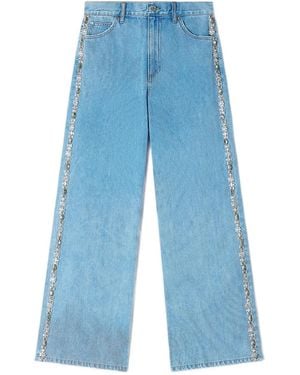 Sandro Jean Ample À Strass - Bleu