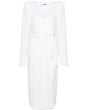 ROTATE BIRGER CHRISTENSEN Sequined Midi Wrap Dress - White