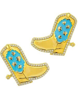 Buddha Mama Cowgirl Diamond Stud Earrings - Blue