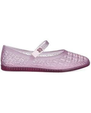 Melissa Harper Woven-Effect Buckle-Fastening Ballet Flats - Pink
