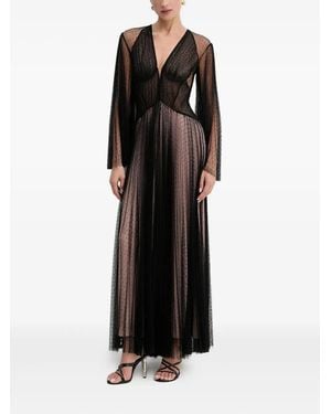 Twinset Pleated Polka-Dot Mesh Dress - Black