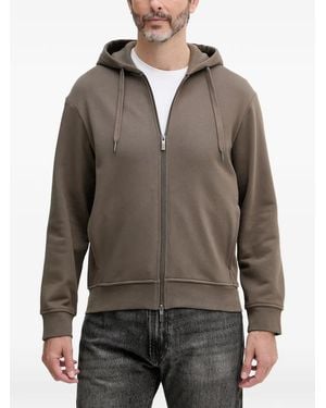 ARMANI EXCHANGE Logo-Embroidered Zip-Up Hoodie - Gray