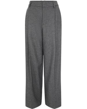 Vince Checked Wide-Leg Trousers - Grey