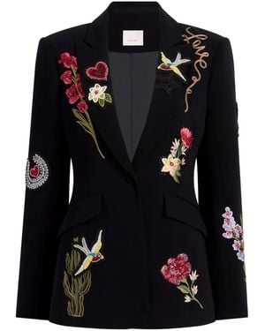 Cinq À Sept Amour-Embroidered Embellished Blazer - Black