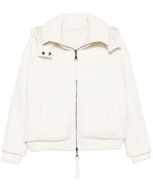 P.A.R.O.S.H. Hooded Ribbed Knit Jacket - Natural