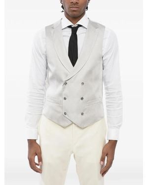 Corneliani Jacquard-Fabric Double-Breasted Waistcoat - White