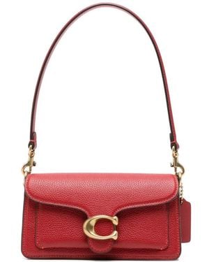 COACH Schultertasche Aus Strukturiertem Leder Mit Logo-Schild - Rot