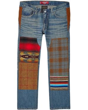 Junya Watanabe Patchwork Mid-Rise Jeans - Blue