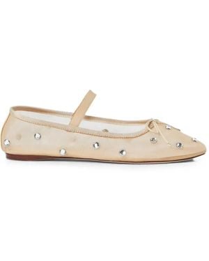 Loeffler Randall Leonie Crystal-Embellished Ballet Flats - White