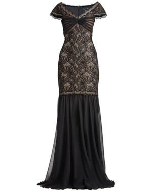 Tadashi Shoji Lace Striped Dress - Black