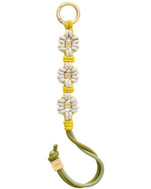 Maison De Sabre Wristlet Floral-Knot Leather Charm - Metallic