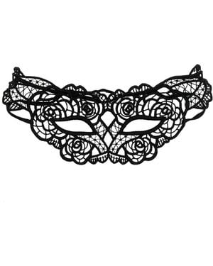 Fleur du Mal Rose Guipure Eye Mask - Black