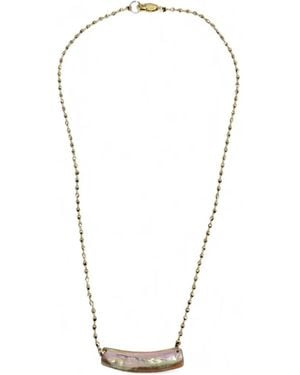 Madison Abalone Bar Pendant Necklace - White