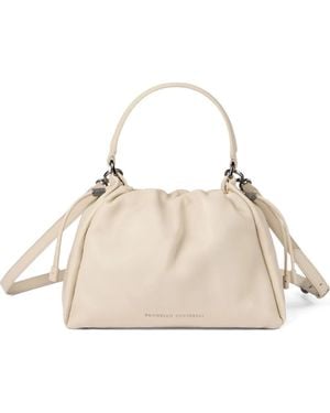 Brunello Cucinelli Bolso Bombonera Mellow Pequeño De Piel - Neutro