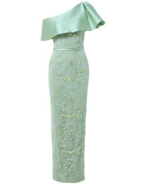 Rami Al Ali Floral Beaded Off-Shoulder Maxi Dress - Green