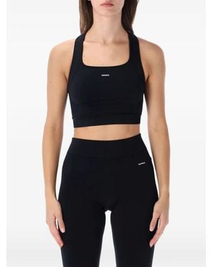 PANGAIA Logo-Print Fine-Ribbed Tank Top - Black