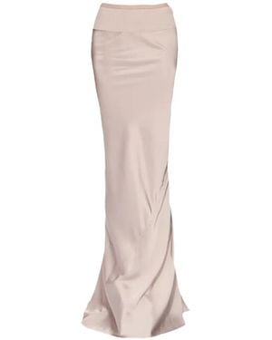 Rick Owens Coda Ribbed-Waistband Satin-Finish Maxi Skirt - Natural