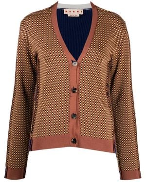 Marni Cardigan Con Scollo A V - Marrone