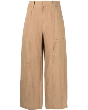 Vince One Tone-Patch Wide-Leg Trousers - Natural