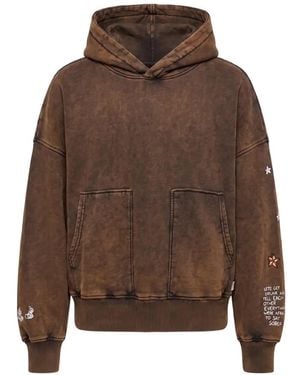 Inspired By A True Story Acid-Wash Embroidered Hoodie - Brown