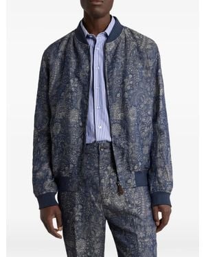 Etro Jacquard Paisley Bomber Jacket - Blue