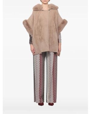 PHO® Firenze Faux-Fur Trim Cape-Style Jacket - Brown