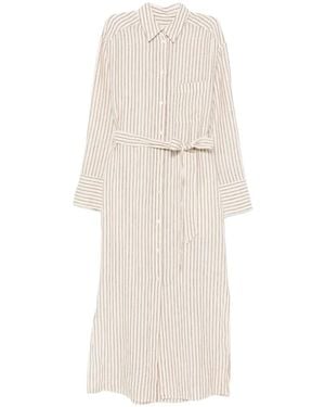 Marc O' Polo Striped Belted Midi Dress - White