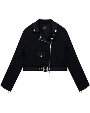 ARMANI EXCHANGE Veste De Moto Crop - Black