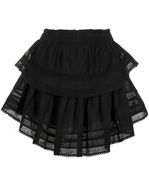 LoveShackFancy Gerüschter Minirock - Schwarz