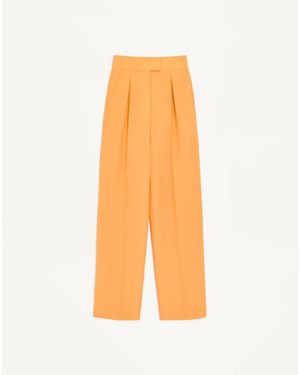 Valentino Garavani British Pleated Straight-Leg Trousers - Orange