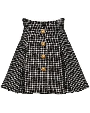Balmain Tweed Tulip Mini Skirt - Black
